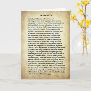 Poema Desiderata en una tarjeta de salutación