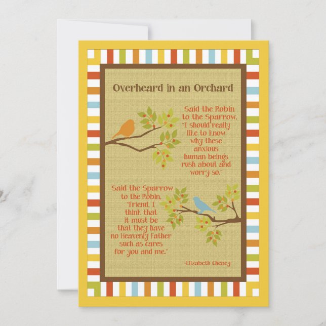 Poema "Escuchado en un huerto" (Robin & Sparrow) (Anverso)