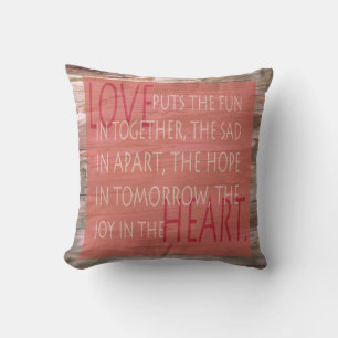 Poema expresivo amor almohada de signo de madera r