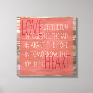 Poema expresivo de amor lienzo rústico de pared de