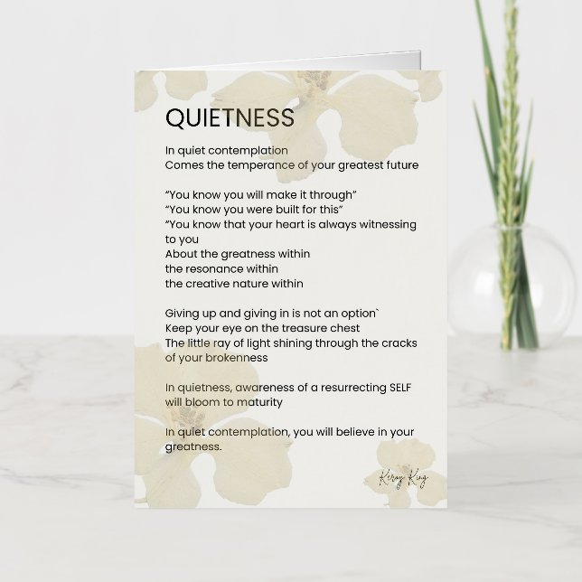 Poema Inspirador de palabra escrita en silencio (Anverso)