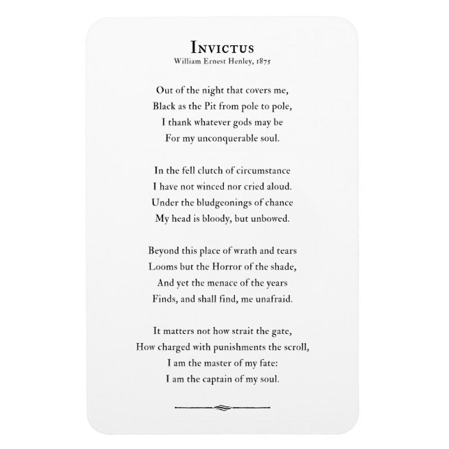 Poema Invictus, imán de nevera de cotizaciones ins (Vertical)