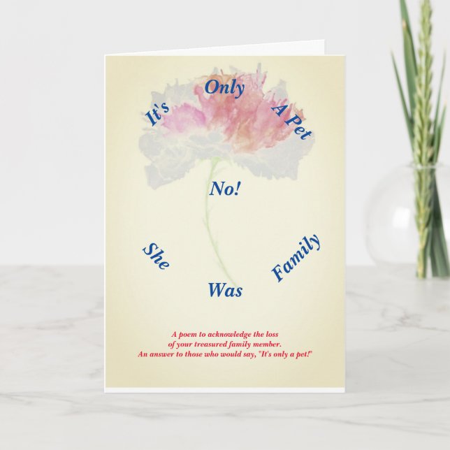 Poema Mascota mujer pérdida simpatía tarjeta dobla (Anverso)
