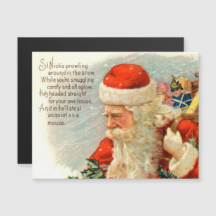 Poema navideño vintage tarjeta magnética Santa