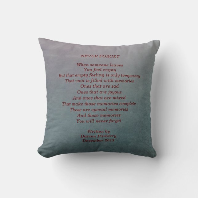 Poema "Nunca olvidar" - Cojín decorativo (Anverso)