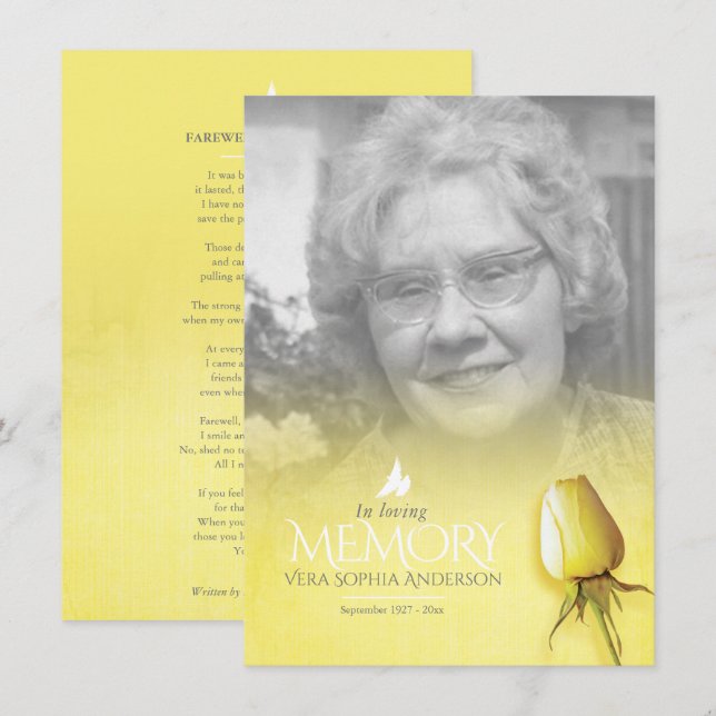 Poema para recordar la rosa amarilla del funeral (Anverso / Reverso)