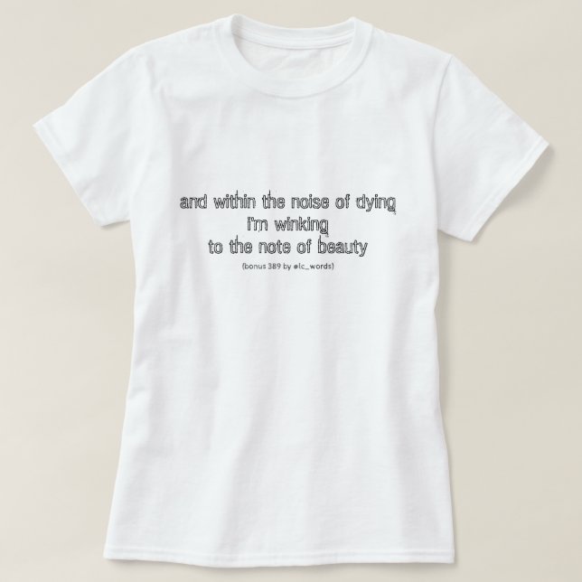 Poema sobre la muerte y la belleza de la camiseta (Diseño del anverso)