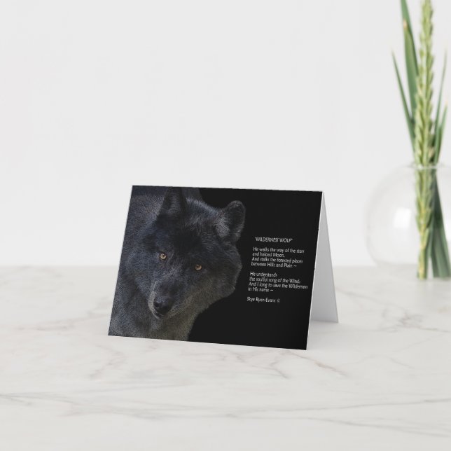 Poema WILDERNESS WOLF en una tarjeta de nota (Anverso)