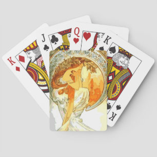 Poesía de Alphonse Mucha jugando cartas