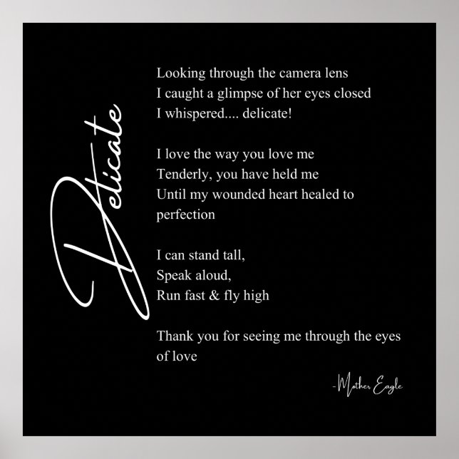 Poesía de amor Delicada Poesía Pared Decoración Po (Frente)