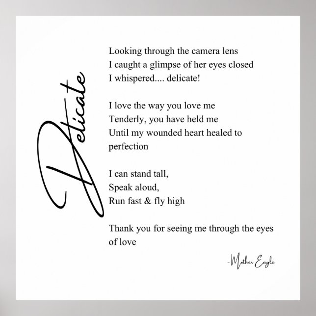 Poesía de amor Delicada Poesía Pared Decoración Po (Frente)