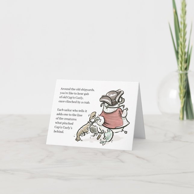 Poesía de Pug: tarjeta Cap'n Curly (Anverso)