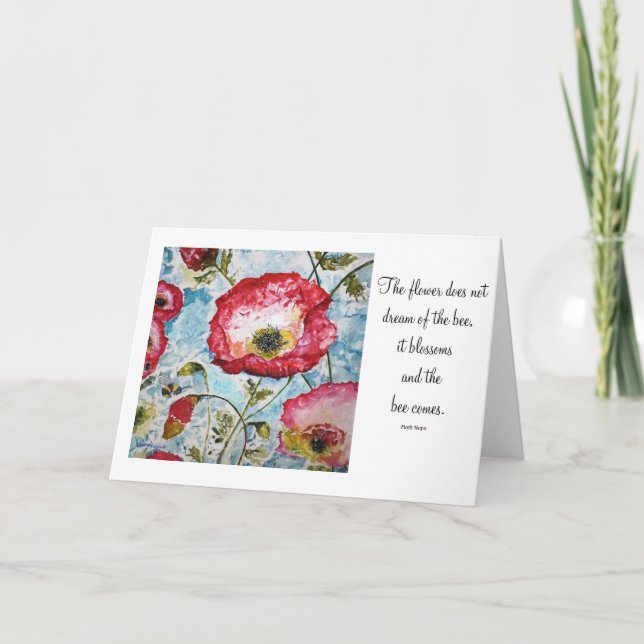 Poesía inspiradora Poppies Tarjeta de arte de abej (Anverso)