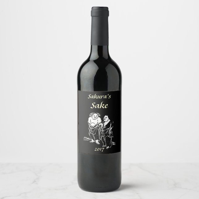 Poeta asiático filósofo etiqueta de vino blanco y  (Anverso)