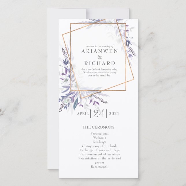 Poetas Garden Geo Purple Orden de servicio (Anverso)