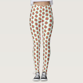 Poinsettia Acuarela - Leggings Navideños