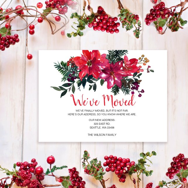Poinsettia Berries Weve Moved Holiday Cards (Subido por el creador)
