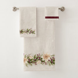 Poinsettia blanca antigua con vegetación Navidad