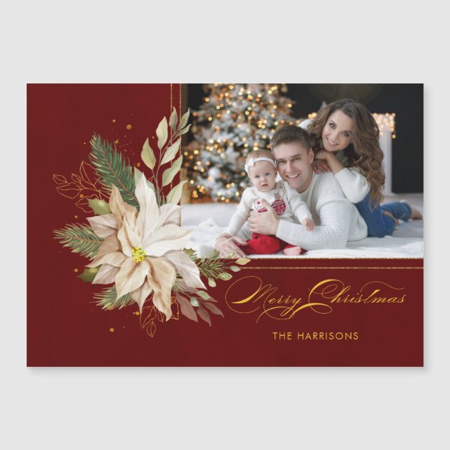 Poinsettia blanca, caligrafía de la vegetación dor (Anverso)