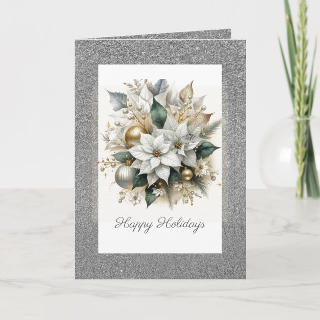 Poinsettia de Navidad con brillo de plata (Anverso)