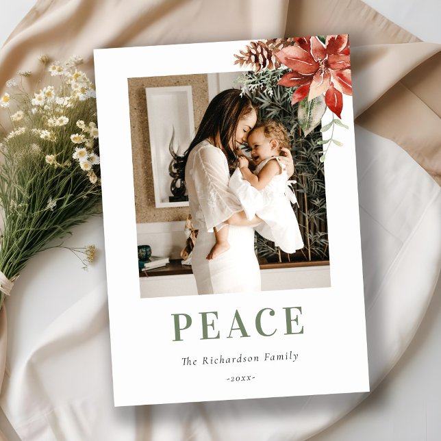 Poinsettia de Navidad en paz Ramo Foto Acuarela (Subido por el creador)