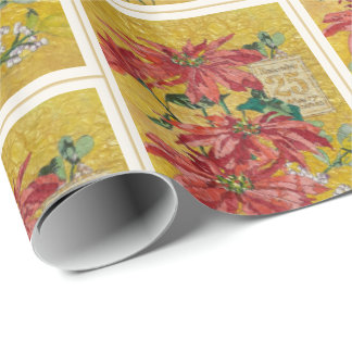 Poinsettia Dorada | Papel de Regalo de Navidad de 