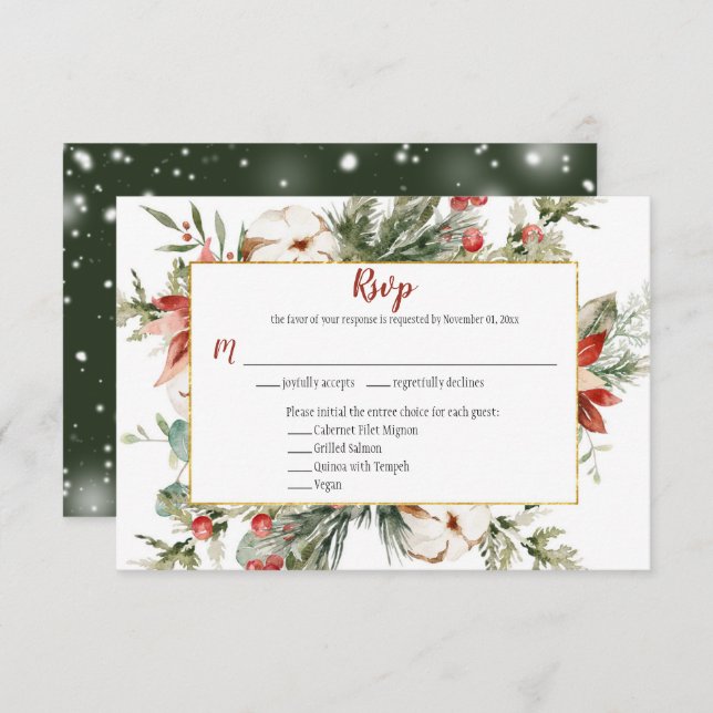 Poinsettia elegante Perenne de Navidad Oro RSVP (Anverso / Reverso)