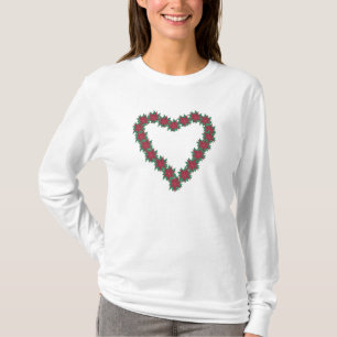 Poinsettia Flores camisetas con forma de corazón