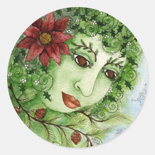 Poinsettia Holly Nymph Pegatina (Anverso)