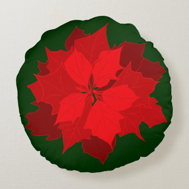 Poinsettia Navidades modernos almohada de lanzamie (Reverso)