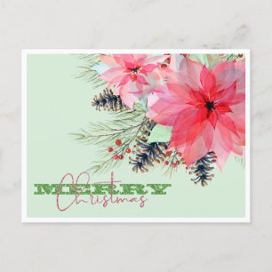 Poinsettia Navidades Purpurina tarjeta postal
