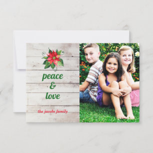 Poinsettia Peace & Love - Tarjeta de Navidades 3x5