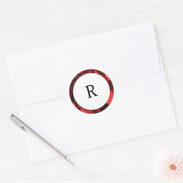 Poinsettia Petals Sello para sobres monograma marc (Sobre)