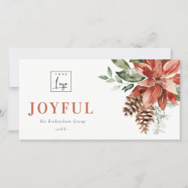 Poinsettia Pine Logotipo de Navidad alegre para Ne