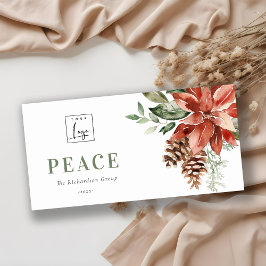 Poinsettia Pino Paz Logotipo de Navidad Empresa