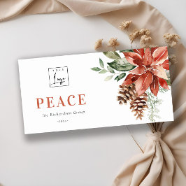 Poinsettia Pino Paz Logotipo de Navidad Empresaria