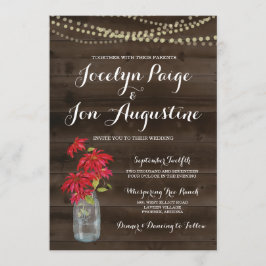 Poinsettia rústico del navidad de la invitación el