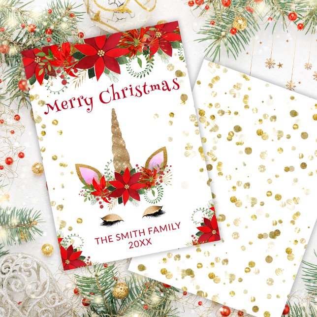 Poinsettia Unicorn con tarjeta de Navidades rojos (Subido por el creador)