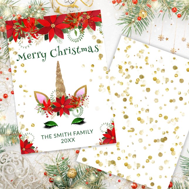 Poinsettia Unicorn con tarjeta de Navidades verdes (Subido por el creador)