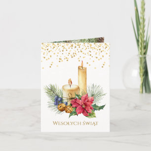 Poinsettia, velas, pino, campanas Navidad polaca