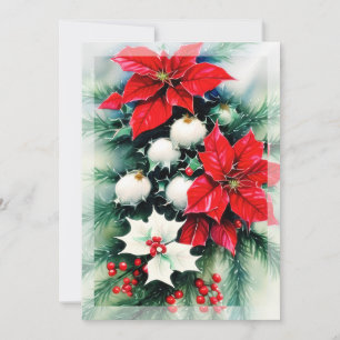 Poinsettia y swag de acebo presupuesto Navidad