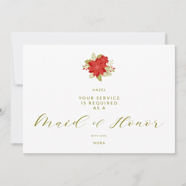 Poinsettias Christmas Will You Be My Maid of Honor (Anverso)