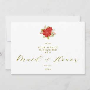 Poinsettias Christmas Will You Be My Maid of Honor