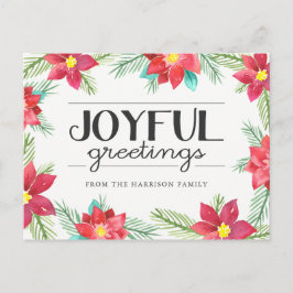 Poinsettias de color de agua postales de vacacione
