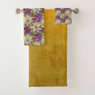 Poinsettias de Navidades rosados morados de oro bl