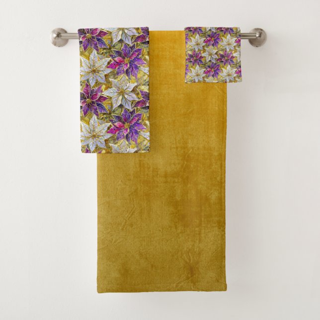 Poinsettias de Navidades rosados morados de oro bl (In situ)