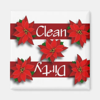 Poinsettias limpias o sucias imán de lavavajillas