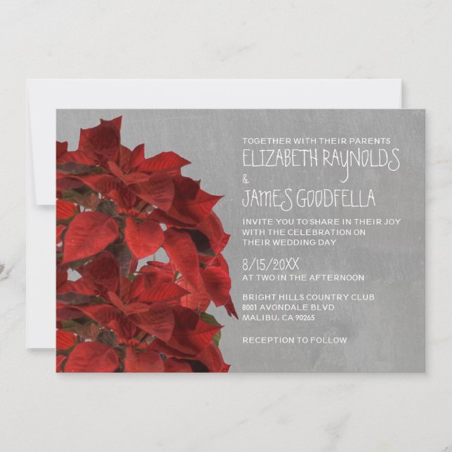 Poinsettias que casan invitaciones (Anverso)
