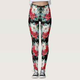 Poinsettias y Holly Berries Leggings - Bonito