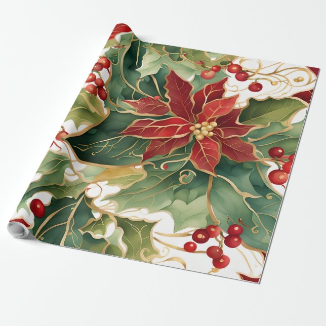 poinsettias y papel de envoltura hueca (Desenrollado)